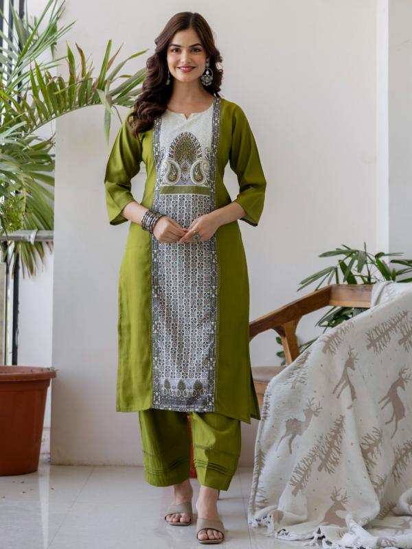 VP 9910 M Women’s Printed Shifli Work Straight Kurta Pent Dupatta Sets | 3pcs Ethnic Set